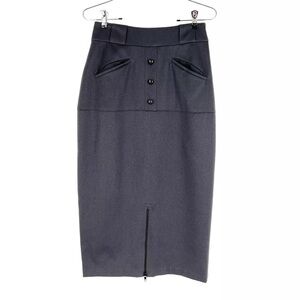 Vintage ELGE4 Skirt Womens Size 2 Gray Wool Blend Zip Accent Made in France